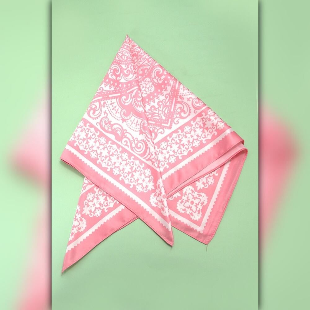 A218-S • Paisley Pink Silky Bandana Scarf - Picture 2 of 3